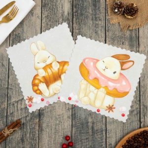 Набор салфеток Доляна «Зайчики» 20х20 см-2 шт, микрофибра