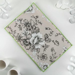 Коврик для сушки посуды Доляна «Цветочный узор», 34x50 см, лён