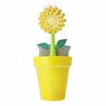Щётка для посуды + губка на подставке Flower power, цвет МИКС