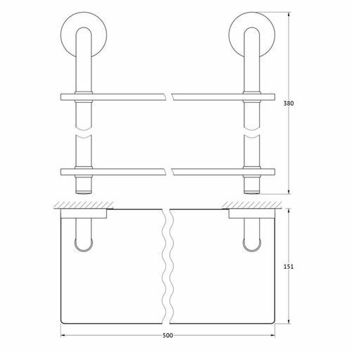 Полка двухъярусная, ширина 50 см, матовое стекло, хром — изображение 2