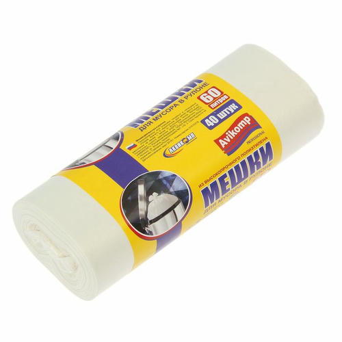 Мешки для мусора 60 л, 10 мкм, ПНД, 40 шт, цвет белый