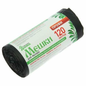 Мешки для мусора 120 л Профи, толщина 15 мкм, рулон 30 шт, цвет чёрный
