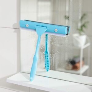 Окномойка с пластиковой ручкой и сгоном Доляна, 24,5x28 см, микрофибра