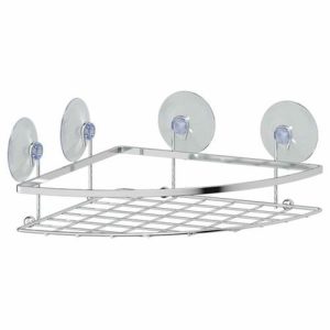 Угловая полочка-решётка на вакуумных присосках, ширина 26,5 см, хром