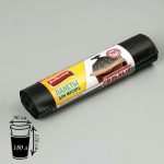 Мешки для садового и строительного мусора, 180 л, 90x120 см, 40 мкм, ПВД, 5 шт, цвет чёрный