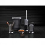 Набор из 5 предметов Nely, дозатор, мыльница, стакан, ёрш, урна, цвет прозрачно-чёрный