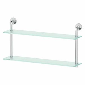 Полка двухъярусная, ширина 70 см, матовое стекло, хром