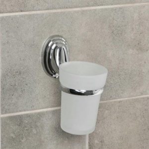 Держатель для зубных щёток, настенный"Accoona стекло, цвет хром