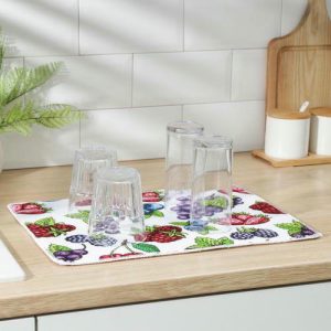 Коврик для сушки посуды Доляна «Ягоды», 30x40 см, микрофибра