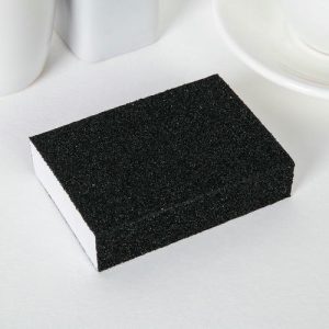 Губка чистящая «Чудо-губка», 10x7x2,5 см, 2 стороны жёсткие, 2 стороны для полироли, цвет чёрный