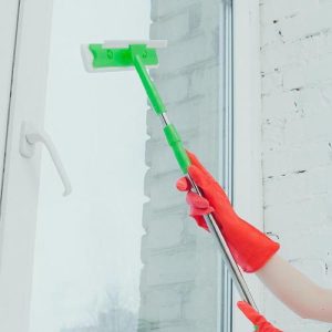 Окномойка с телескопической стальной ручкой и сгоном, 24x71(102), микрофибра