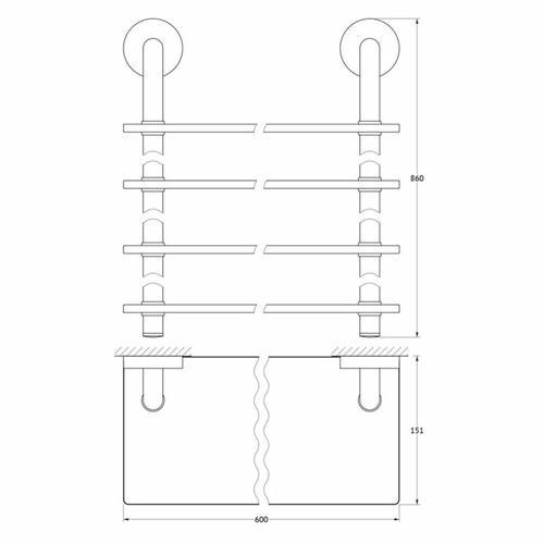 Полка четырёхъярусная, ширина 60 см, матовое стекло, хром — изображение 2
