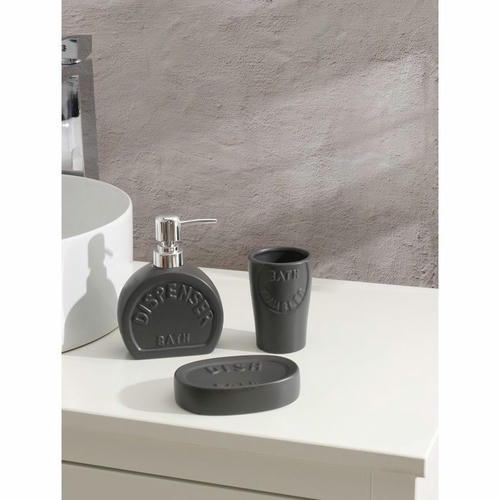 Набор аксессуаров для ванной комнаты SAVANNA «Легенда», 3 предмета (дозатор 370 мл, мыльница, стакан), цвет серый