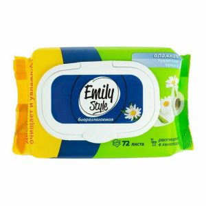 Влажная туалетная бумага Emily Style, растворяющаяся, с крышкой 72 шт