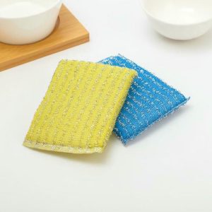 Губка для мытья посуды со стальной стружкой 12x9x3 см, цвет МИКС
