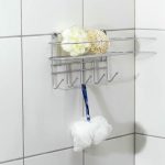 Полка для ванной овальная, 5 крючков, 33x12,5x21 см, цвет хром