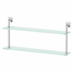 Полка двухъярусная, ширина 80 см, матовое стекло, хром