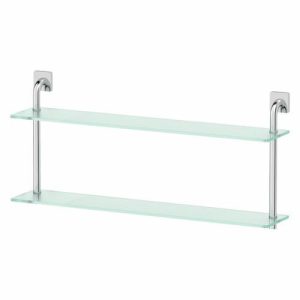 Полка двухъярусная, ширина 80 см, матовое стекло, хром