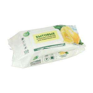 Бытовые влажные салфетки для поверхностей с лимоном СВЕЖАЯ НОТА, 120 шт