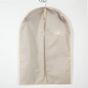 Чехол для одежды Доляна «Европа», с ПВХ окном, 90x60 см, цвет бело-коричневый