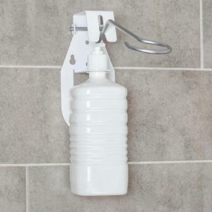 Дозатор для антисептика локтевой, 1 л, с держателем, цвет белый