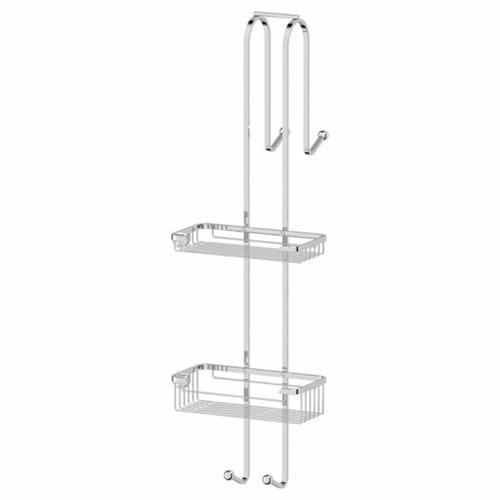 Полочка-решётка с крючками двухъярусная навесная, размер 20 х 20 см, хром