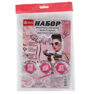 Набор мешков для стирки Ажур, 3 шт: 34х50 см, 20х24 см,18х15х11,5 см, цвет белый