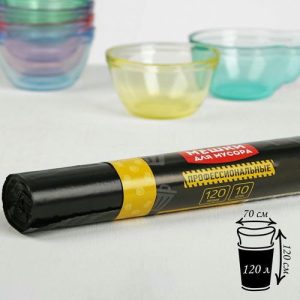 Мешки для мусора профессиональные 120 л, 35 мкм, ПВД, 70x120 см, 10 шт, цвет чёрный