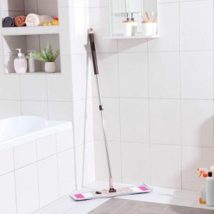 Швабра для мытья пола плоская Доляна, насадка из микрофибры 60x14 см, телескопическая стальная ручка 90-130 см, цвет МИКС