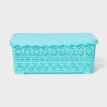 Контейнер пластиковый для хранения с крышкой «Ажур», 35x27x12 см, цвет МИКС