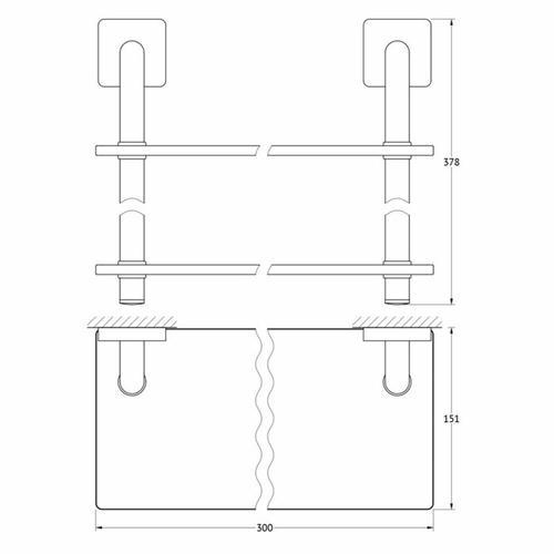 Полка двухъярусная, ширина 30 см, матовое стекло, хром — изображение 2