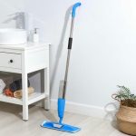 Швабра для мытья пола с распылителем и щёткой Доляна, насадка из микрофибры 42x14 см, стальная ручка 120 см, цвет МИКС