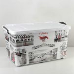 Контейнер для хранения с крышкой «Венеция», 50 л, 62,5x39x33 см, на колёсиках, цвет белый