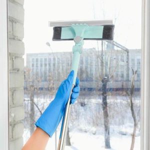 Окномойка с телескопической стальной ручкой и сгоном Доляна, 25x6x88(130) см, поворот насадки в двух плоскостях, микрофибра