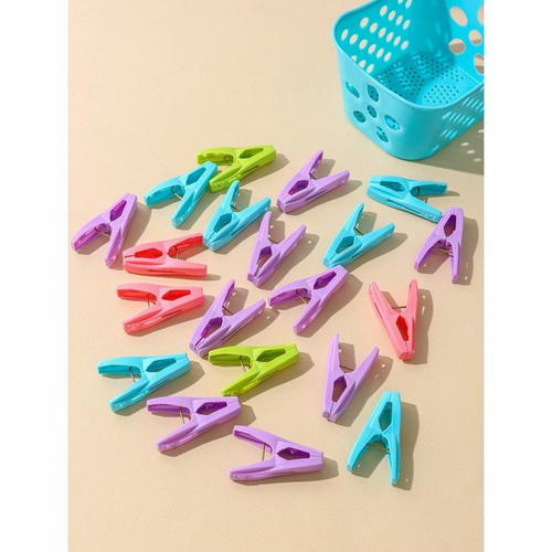 Набор прищепок бельевых в корзинке Доляна, 6 см, 20 шт, цвет МИКС — изображение 2