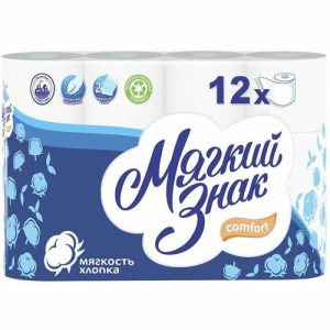 Туалетная бумага «Мягкий знак» Comfort, белая, 2 слоя, 12 рулонов