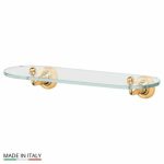 Полка с держателями, ширина 40 см, стекло, золото