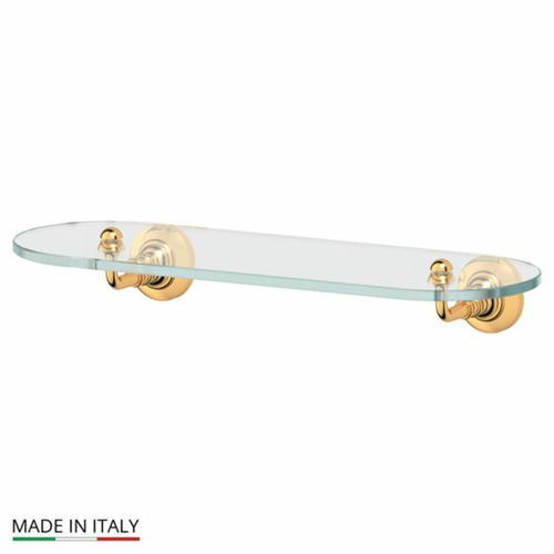 Полка с держателями, ширина 40 см, стекло, золото
