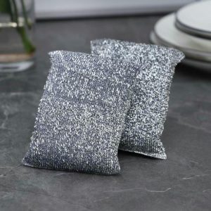 Набор губок кухонных для деликатной уборки, в оплётке с металлической нитью, 10x6,5x2 см, 2 шт