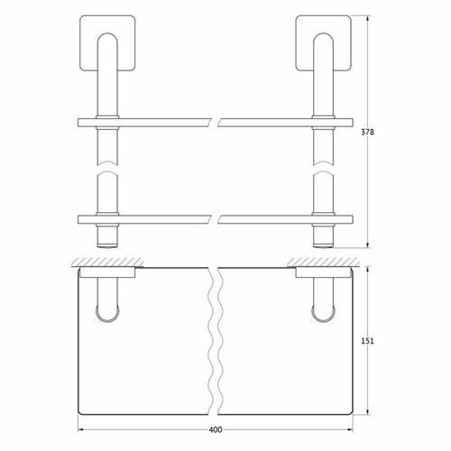 Полка двухъярусная, ширина 40 см, матовое стекло, хром — изображение 2