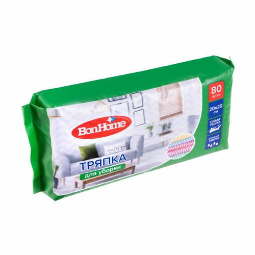 Тряпка для уборки, BonHome, 20х20 см, 80 шт