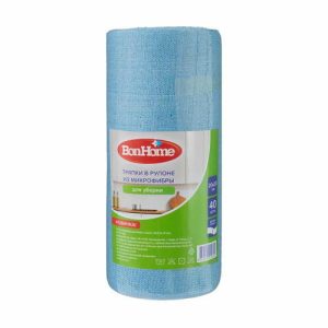Тряпки из микрофибры в рулоне, BonHome, 20х20 см, 40 шт., в ассортименте