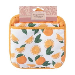 Набор для кухни, прихватка 20х20 см, тряпка 30х40 см, в ассортименте