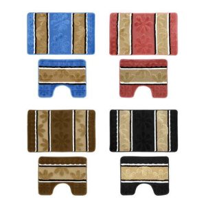 VETTA Набор ковриков для ванной и туалета, полиэстер, 50x80см + 50x40см, Полосатые, 4 цвета