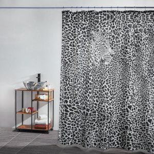 ВСЁГАЗИН Шторка для ванной, текстиль с пропиткой, 180x200см, 12 декор.колец, Ночь