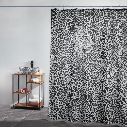 ВСЁГАЗИН Шторка для ванной, текстиль с пропиткой, 180x200см, 12 декор.колец, Ночь