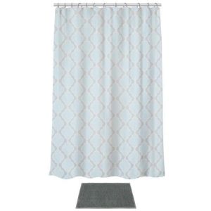 VETTA Набор для ванной: шторка полиэстер 180х180см, кольца пластик, коврик шенилл,61х40см,ОРНАМЕНТ