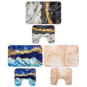 VETTA Набор ковриков 2шт для ванной и туалета, Эквилибр, флис, 80x50см + 50x40см, 3 дизайна