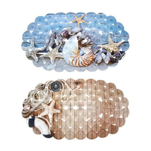 VETTA Коврик в ванну противоскользящий, ПВХ, 66x38см, Океанский прибой, 2 дизайна