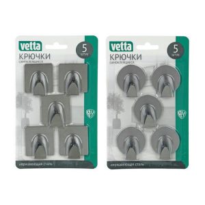 VETTA Крючки самоклеящиеся, 5шт, 3,5см, нерж. сталь 430 2 дизайна